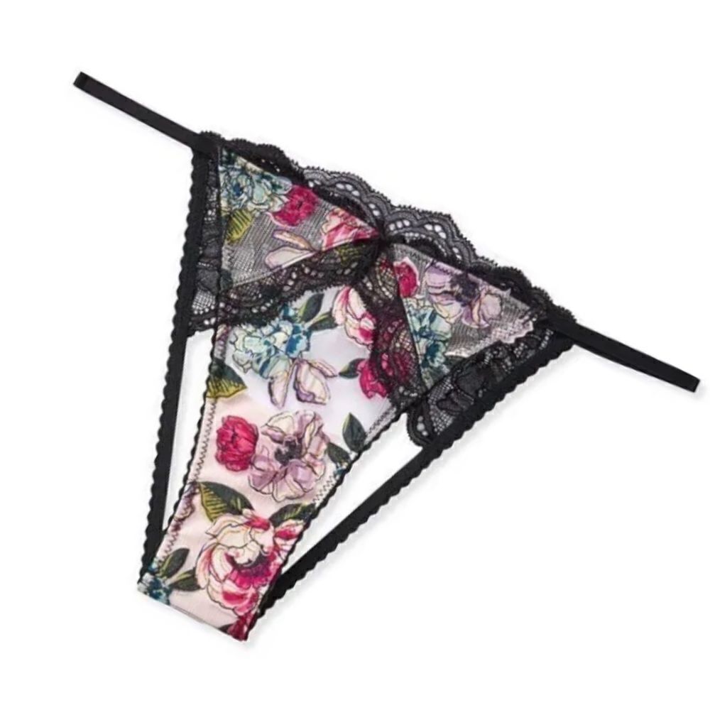 Victorias Secret Very Sexy mesh flower appliqué peekaboo Brazilian panty L
